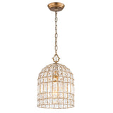Lustre Cristal Laiton 1/3 Lumières Cage pour Salon