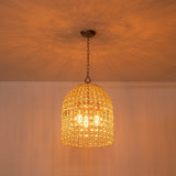 Lustre Cristal Laiton 1/3 Lumières Cage pour Salon
