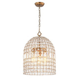 Lustre Cristal Laiton 1/3 Lumières Cage pour Salon