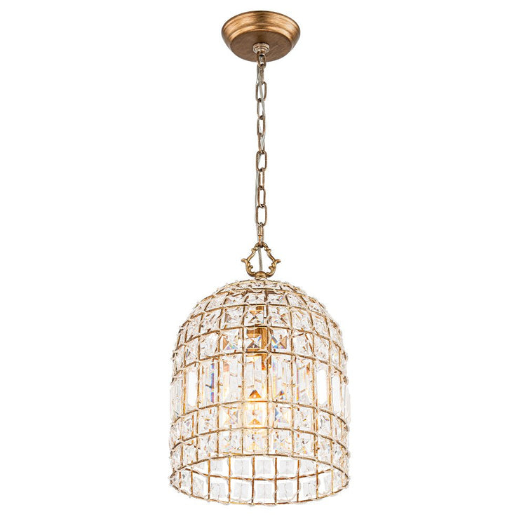 Lustre Cristal Laiton 1/3 Lumières Cage pour Salon