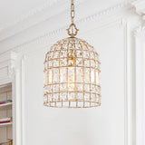Lustre Cristal Laiton 1/3 Lumières Cage pour Salon