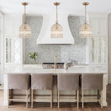 Lustre Cristal Laiton 1/3 Lumières Cage pour Salon