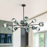 Lustre 15 Lumières Bleu Branche Sputnik pour Salon