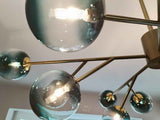 Lustre 15 Lumières Bleu Branche Sputnik pour Salon