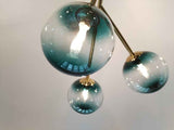 Lustre 15 Lumières Bleu Branche Sputnik pour Salon