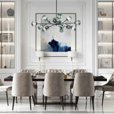 Lustre 15 Lumières Bleu Branche Sputnik pour Salon