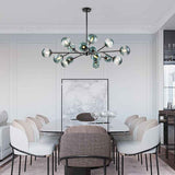 Lustre 15 Lumières Bleu Branche Sputnik pour Salon