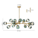 Lustre 15 Lumières Bleu Branche Sputnik pour Salon