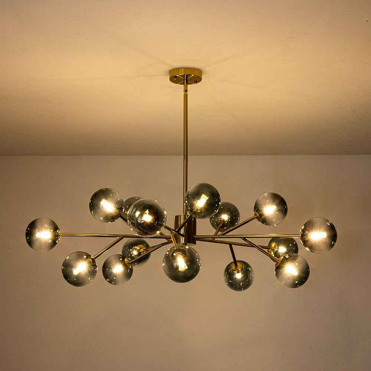 Lustre 15 Lumières Bleu Branche Sputnik pour Salon