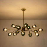 Lustre 15 Lumières Bleu Branche Sputnik pour Salon