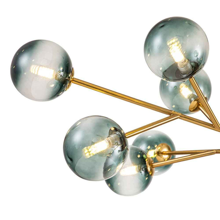 Lustre 15 Lumières Bleu Branche Sputnik pour Salon