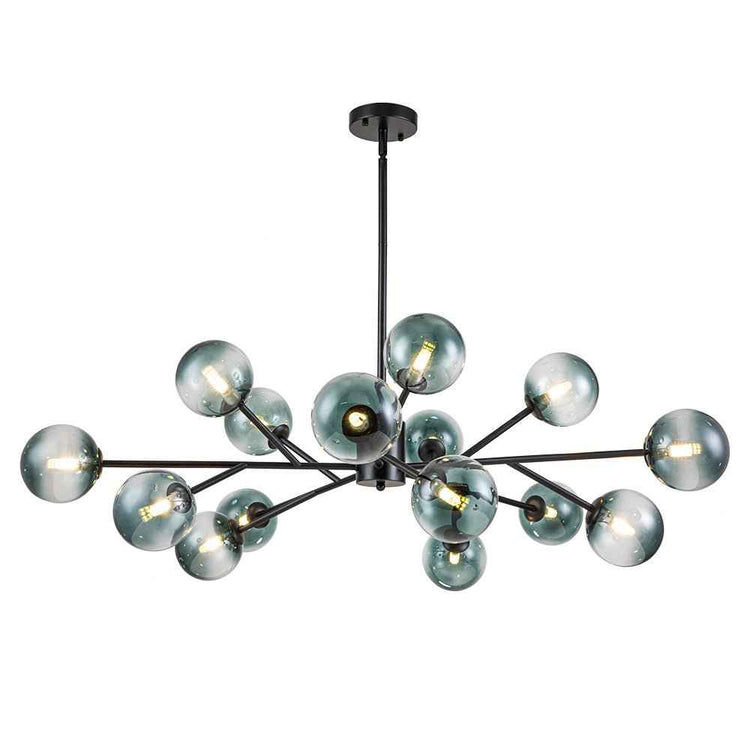 Lustre 15 Lumières Bleu Branche Sputnik pour Salon
