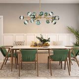 Lustre 15 Lumières Bleu Branche Sputnik pour Salon