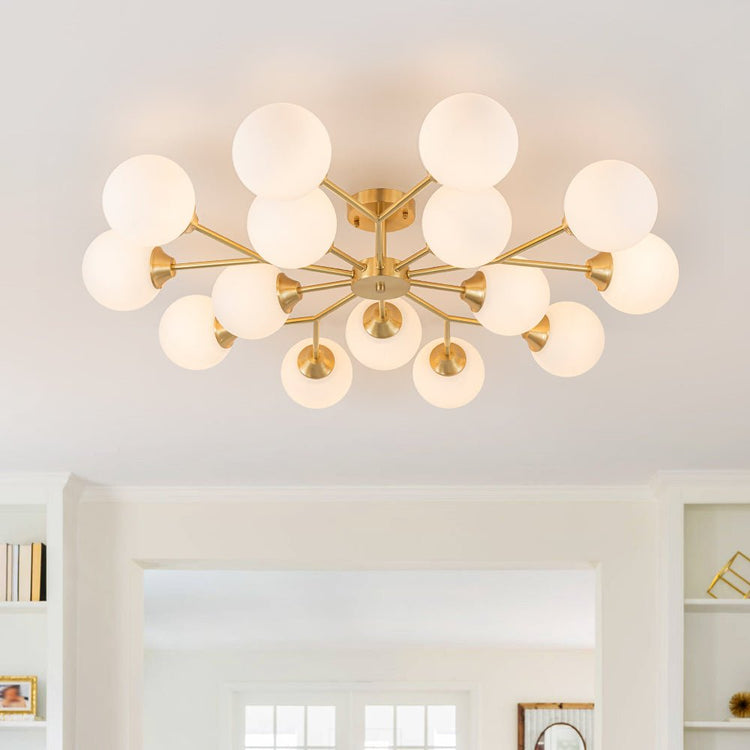 Lustre Salon Branche 15 Lumières en Verre