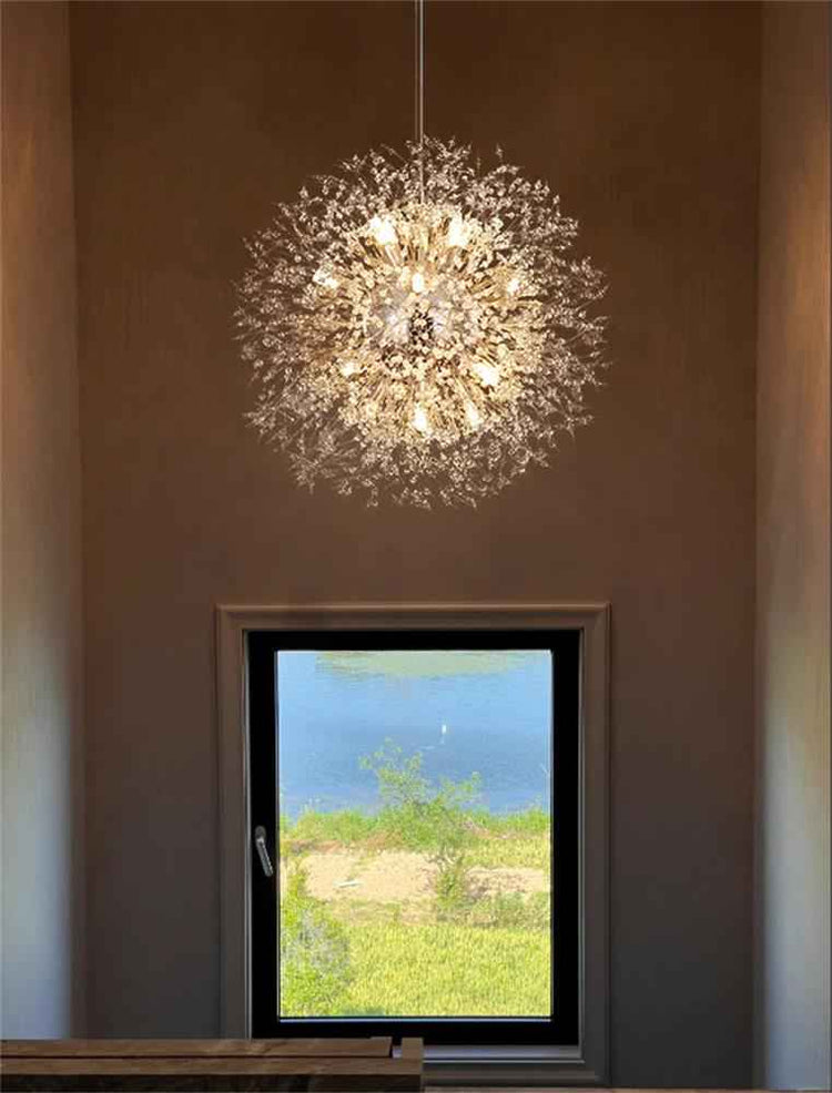 Lustre 16 Lumières Grand Format Luxe Sputnik Feu d'Artifice pour Salon