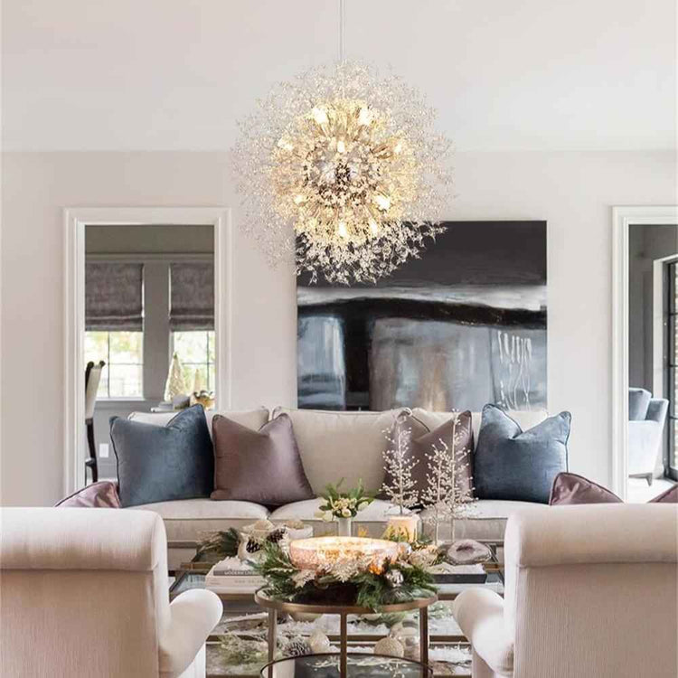 Lustre 16 Lumières Grand Format Luxe Sputnik Feu d'Artifice pour Salon