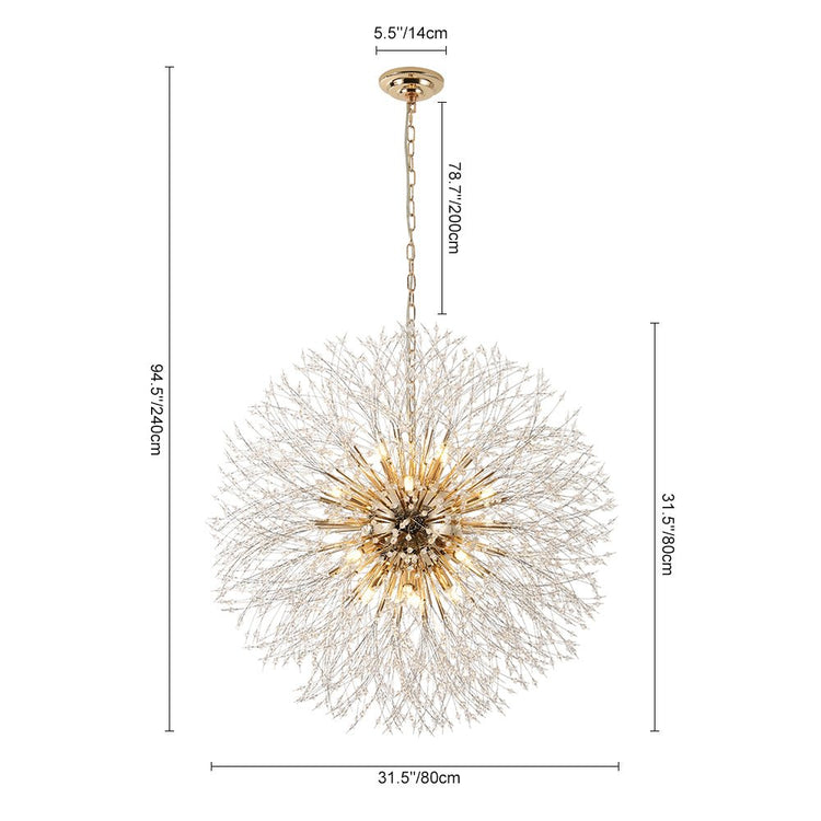Lustre Salon Spoutnik 16 Lumières en Cristal