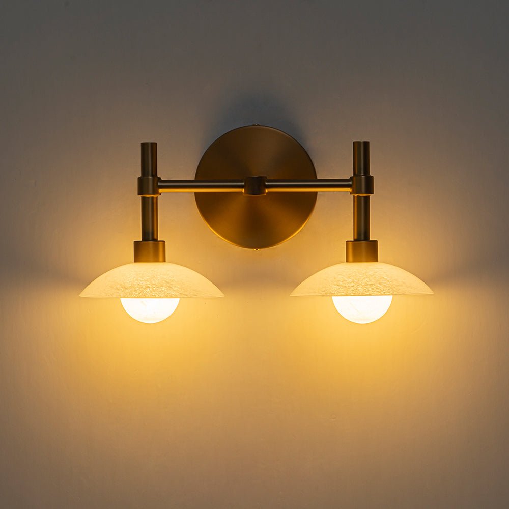 Applique Murale Laiton 2 Lumières avec Dôme Abat-Jour pour Chambre