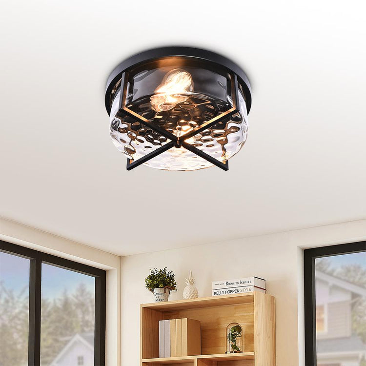 Plafonnier Salon Bulle 2 Lumières en Verre 33 cm Modèle 2