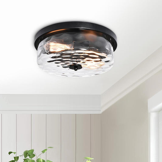 Plafonnier Salon Bulle 2 Lumières en Verre 33 cm