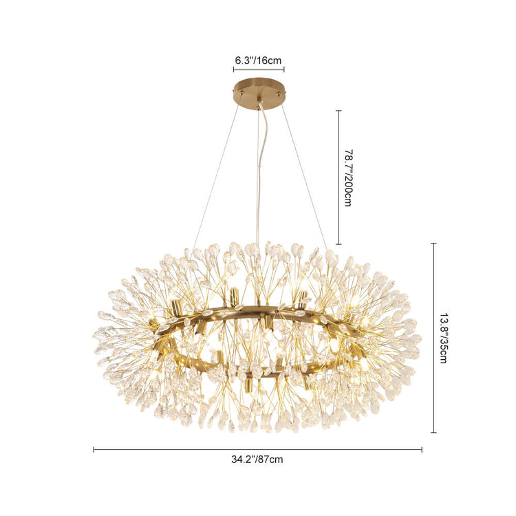 Lustre Salon Pissenlit 20 Lumières en Cristal