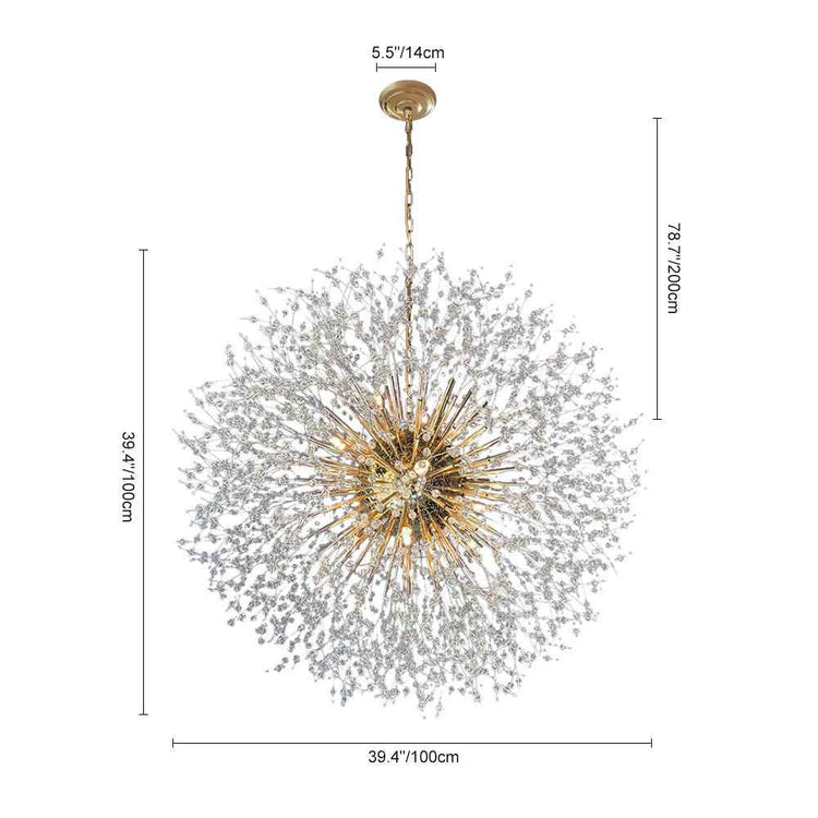Lustre 20 Lumières Grand Format Grand Luxe Sputnik Feu d'Artifice pour Salon