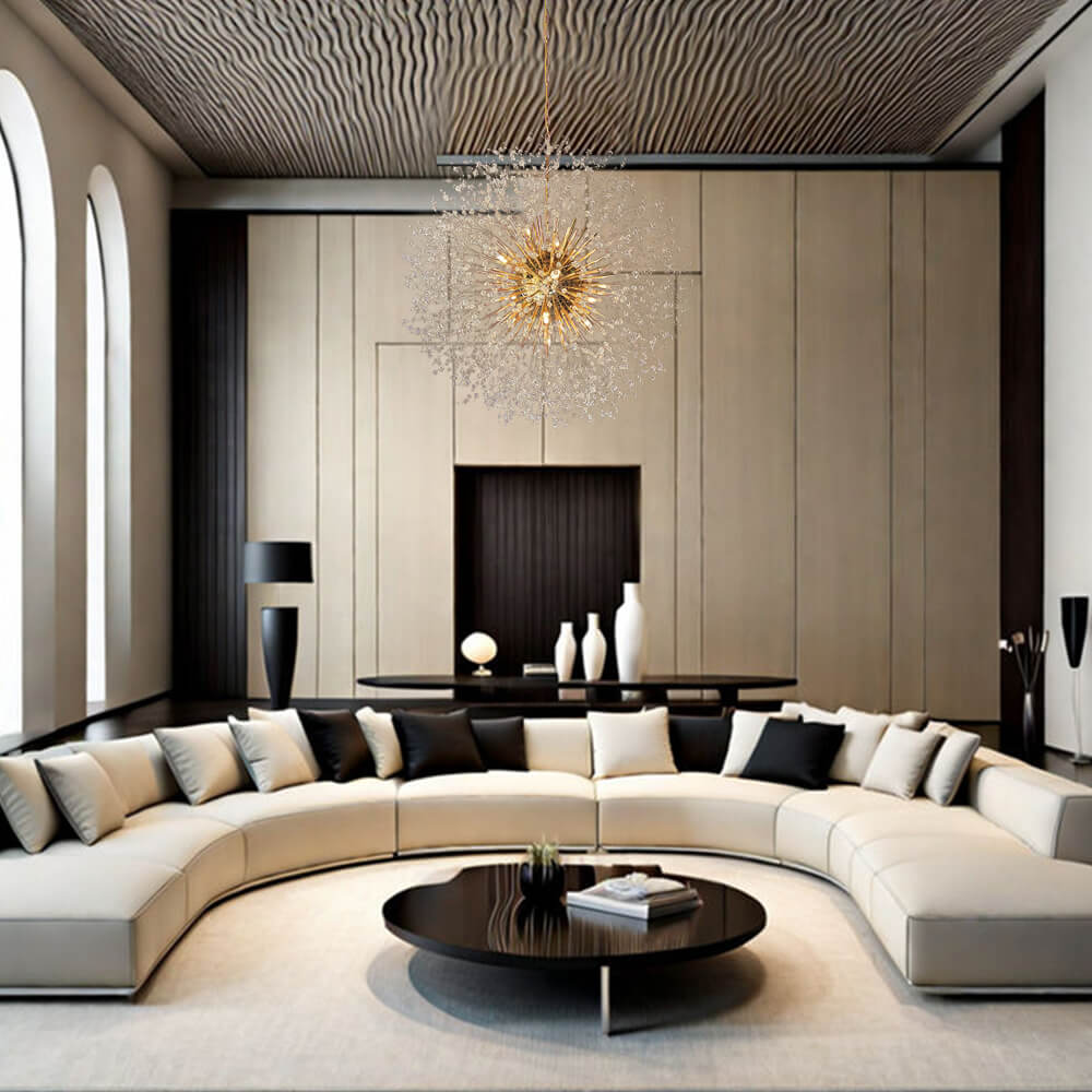 Lustre 20 Lumières Grand Format Grand Luxe Sputnik Feu d'Artifice pour Salon