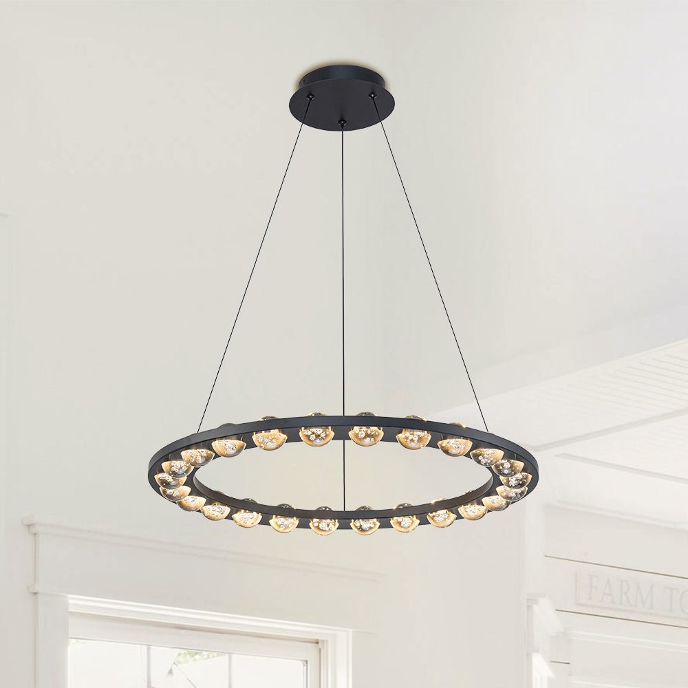 Lustre Boule Verre 24 Lumières Cercle LED pour Salon