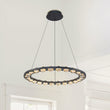 Lustre Boule Verre 24 Lumières Cercle LED pour Salon