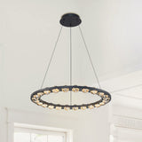 Lustre Boule Verre 24 Lumières Cercle LED pour Salon