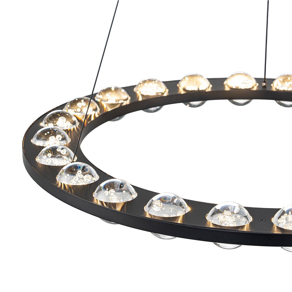 Lustre Boule Verre 24 Lumières Cercle LED pour Salon