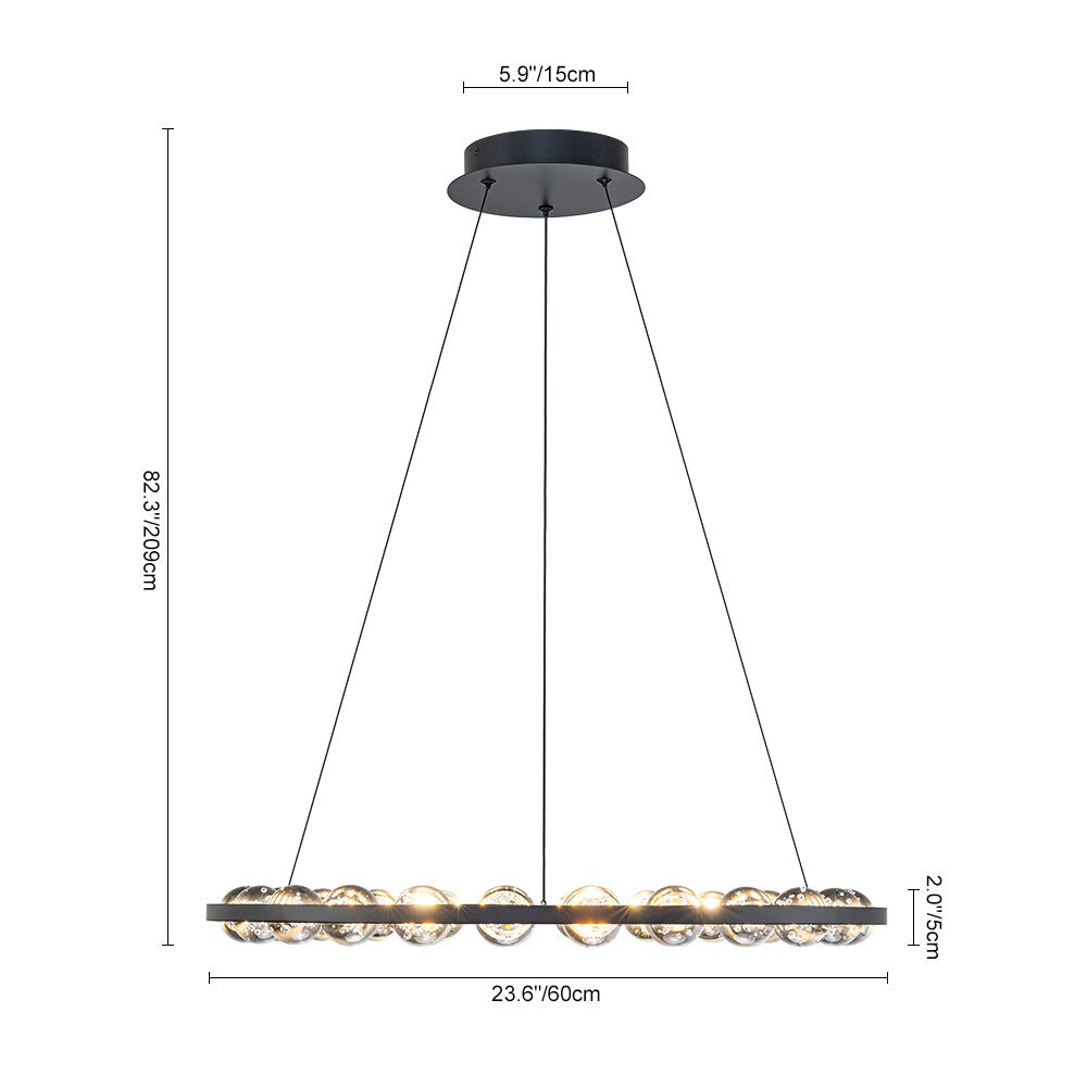 Lustre Boule Verre 24 Lumières Cercle LED pour Salon