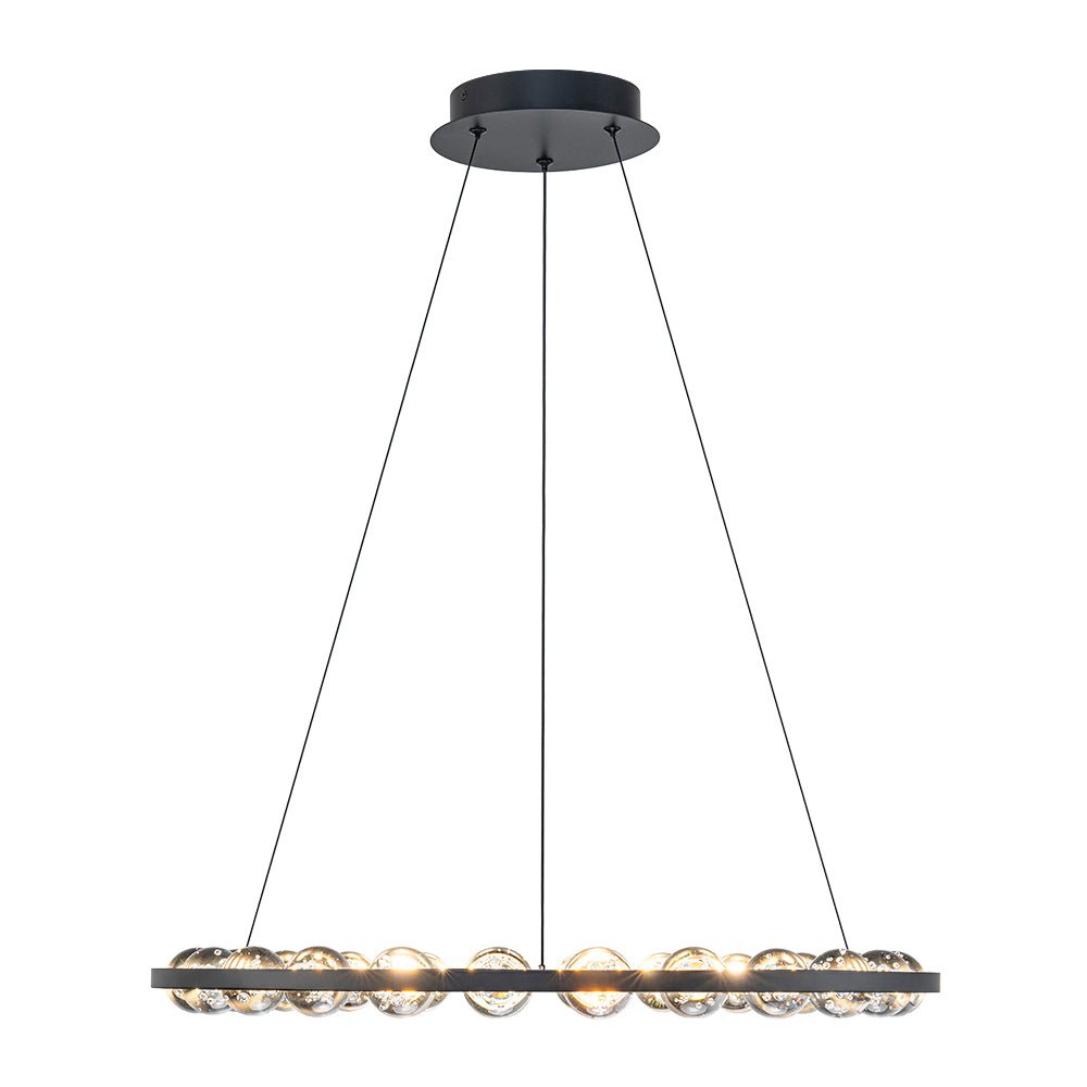 Lustre Boule Verre 24 Lumières Cercle LED pour Salon