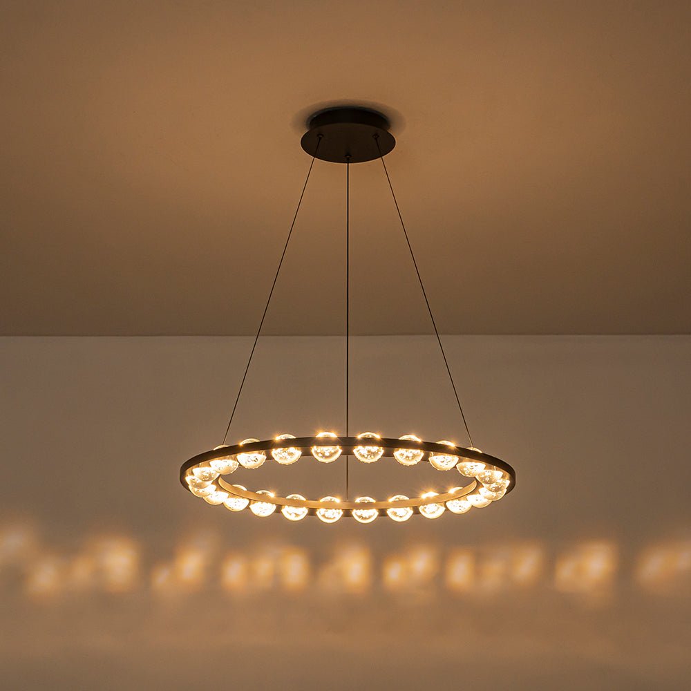 Lustre Boule Verre 24 Lumières Cercle LED pour Salon