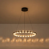 Lustre Boule Verre 24 Lumières Cercle LED pour Salon