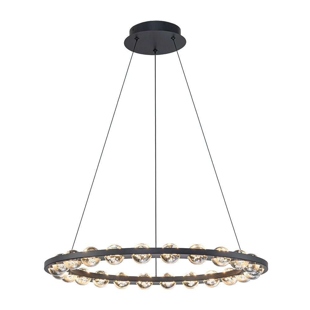 Lustre Boule Verre 24 Lumières Cercle LED pour Salon