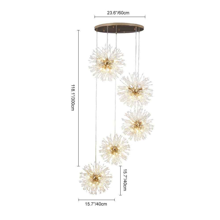Lustre Moderne 24/40 Lumières Grand Sputnik Feu d'Artifice pour Salon