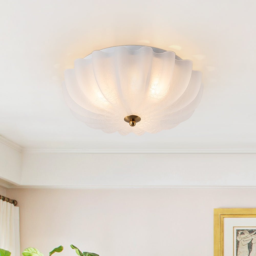 Plafonnier Salon Bol en Verre Blanc