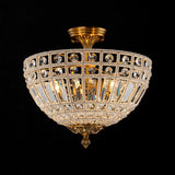 Plafonnier Verre Cristal 3 Lumières Laiton pour Salon