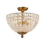 Plafonnier Verre Cristal 3 Lumières Laiton pour Salon