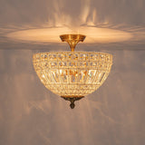 Plafonnier Verre Cristal 3 Lumières Laiton pour Salon