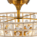 Plafonnier Verre Cristal 3 Lumières Laiton pour Salon