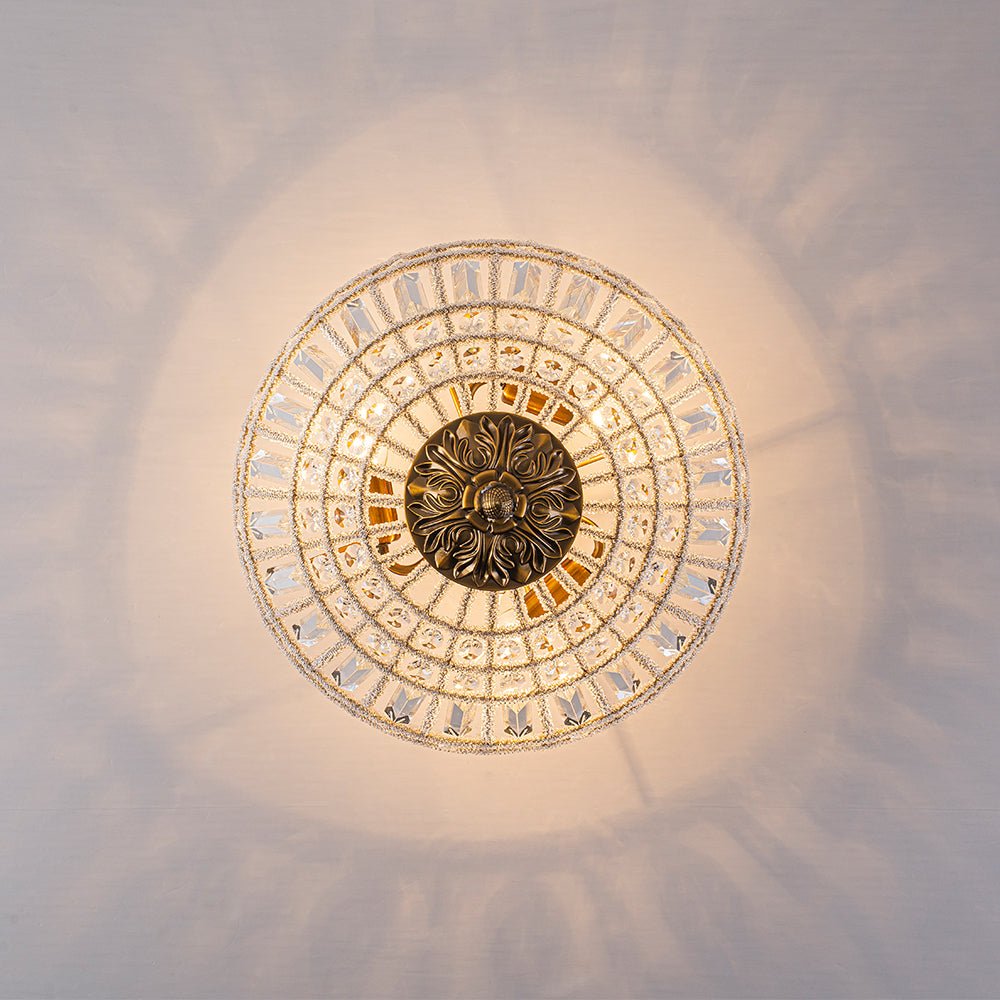 Plafonnier Verre Cristal 3 Lumières Laiton pour Salon