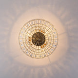 Plafonnier Verre Cristal 3 Lumières Laiton pour Salon