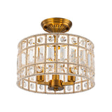 Plafonnier Cristal Laiton 3 Lumières Tambour pour Salon