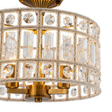 Plafonnier Cristal Laiton 3 Lumières Tambour pour Salon