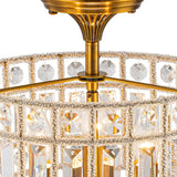 Plafonnier Cristal Laiton 3 Lumières Tambour pour Salon