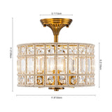 Plafonnier Cristal Laiton 3 Lumières Tambour pour Salon
