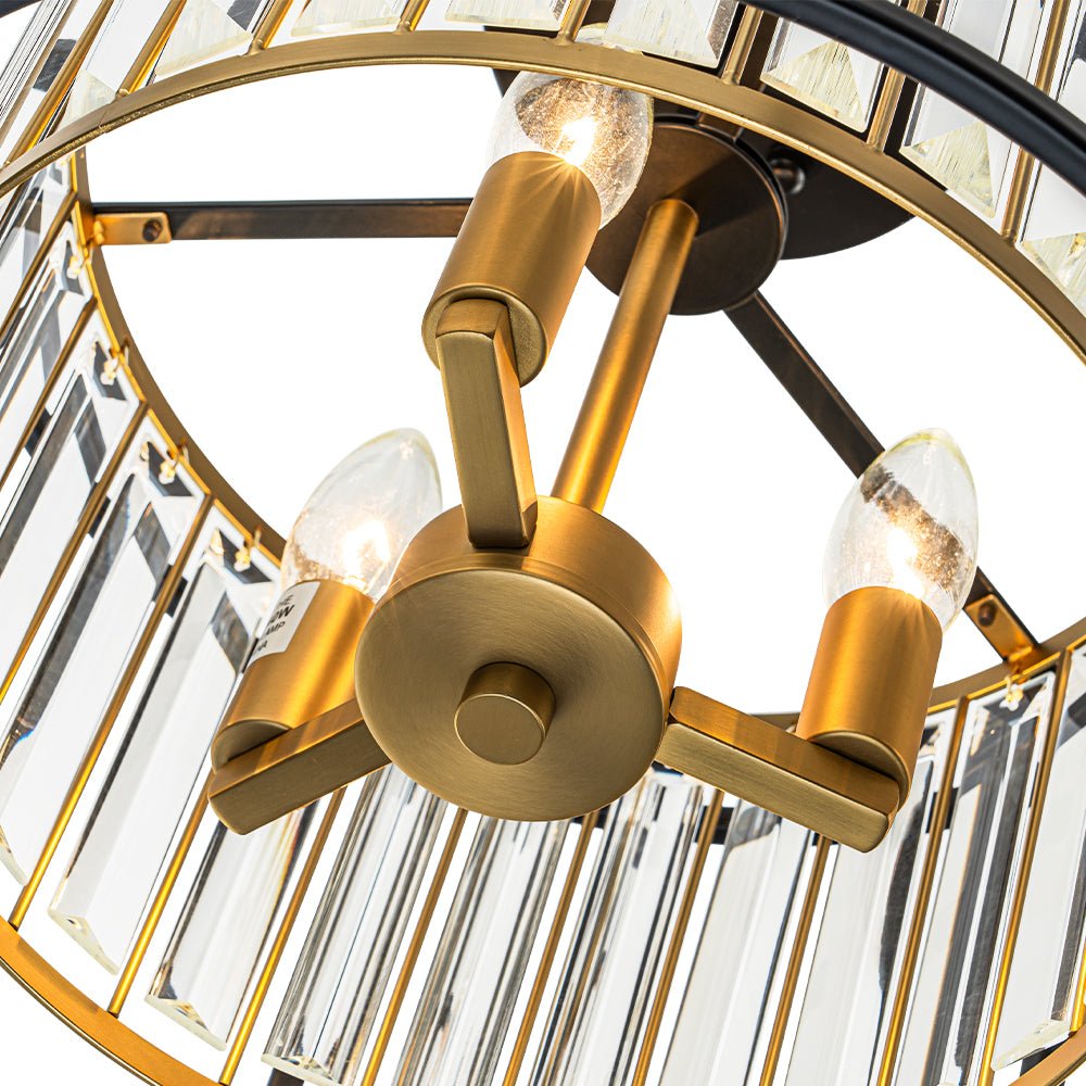 Plafonnier 3 Lumières Cage Cristal Verre Tambour Semi-Encastré pour Cuisine