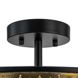 Dôme plafond noir avec deux ouvertures de fixation et tige centrale noire.